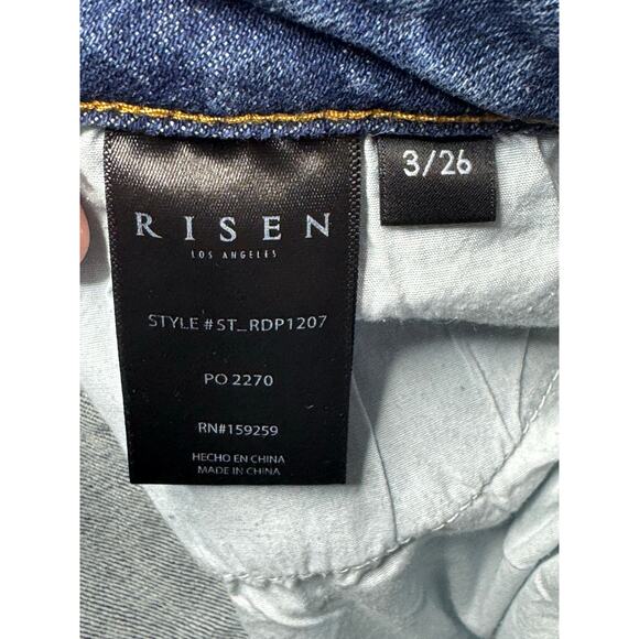 Risen Jeans Women's Raw Hem Straight Leg Stretch Denim Jeans - Size 3 (26x26) - Picture 5 of 5